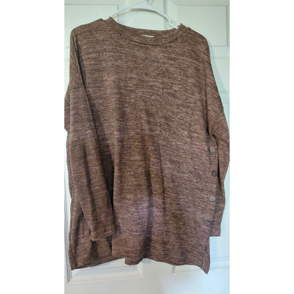 Reborn J Women's Long Sleeve Heather Brown Sweater Size Small